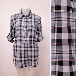 GAP Plaid Pullover Shirt, Blue/Pink, S